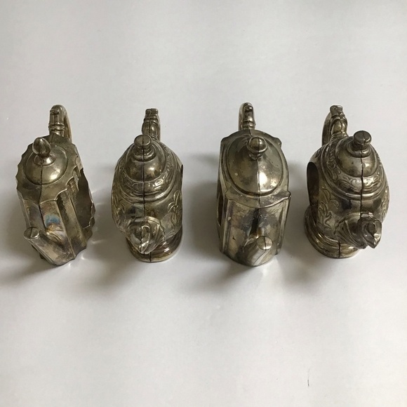 Godinger Silver-plate Teapot Napkin Rings Mixed SET OF 4 Silver Art 1994 Vintage - Picture 14 of 14